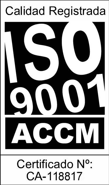 Calidad Registrada ISO 9001, certificado CA-118817